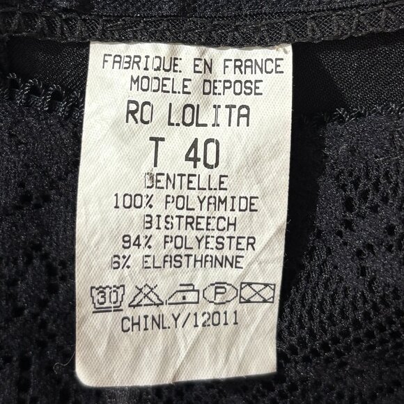 Vintage French Bodycon Dress, Black with Lace Detail, Sz 40/ US 8 - Picture 6 of 6